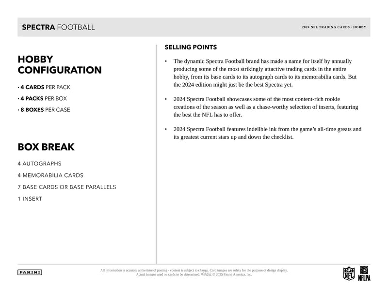 Panini Spectra NFL Football 2024 - Hobby Box