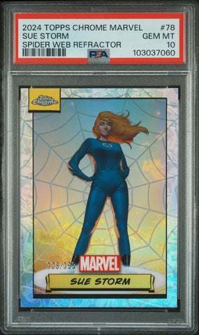 Sue Storm [Spider Web Refractor] #78 306/399 PSA 10 [Topps Chrome Marvel 2024]