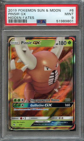 Pinsir GX #6 PSA 9 [Hidden Fates]