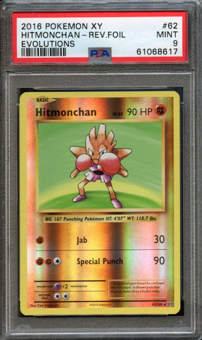 Hitmonchan [Reverse Holo] #62 PSA 9 [Evolutions]