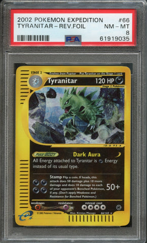 Tyranitar [Reverse Holo] #66 PSA 8 [Expedition Base Set]