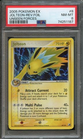 Jolteon [Reverse Holo] #8 PSA 8 [Unseen Forces]