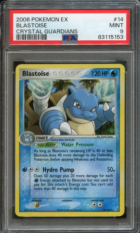 Blastoise #14 PSA 9 [Crystal Guardians]