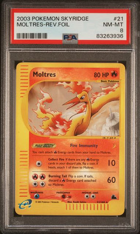 Moltres [Reverse Holo] #21 PSA 8 [Skyridge]