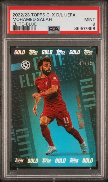 Mohamed Salah Elite-Blue /49 PSA 9 [2022-23 Topps Gold X Dan Leydon Uefa]