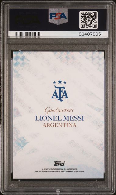 Lionel Messi Goalscorers Purple /49 PSA 9 [2023 Topps Argentina World Champions]