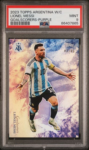Lionel Messi Goalscorers Purple /49 PSA 9 [2023 Topps Argentina World Champions]