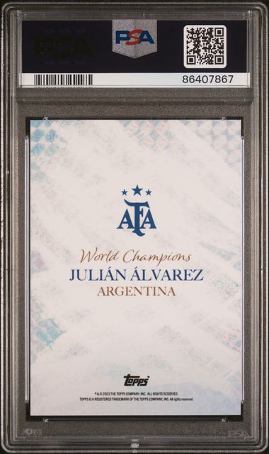 Julian Alvarez Green Foil /99 PSA 8 [2023 Topps Argentina World Champions]