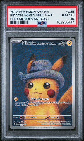 Pikachu With Grey Felt Hat [Pokemon X Van Gogh] #085 PSA 10 [Black Star Promo 2023]