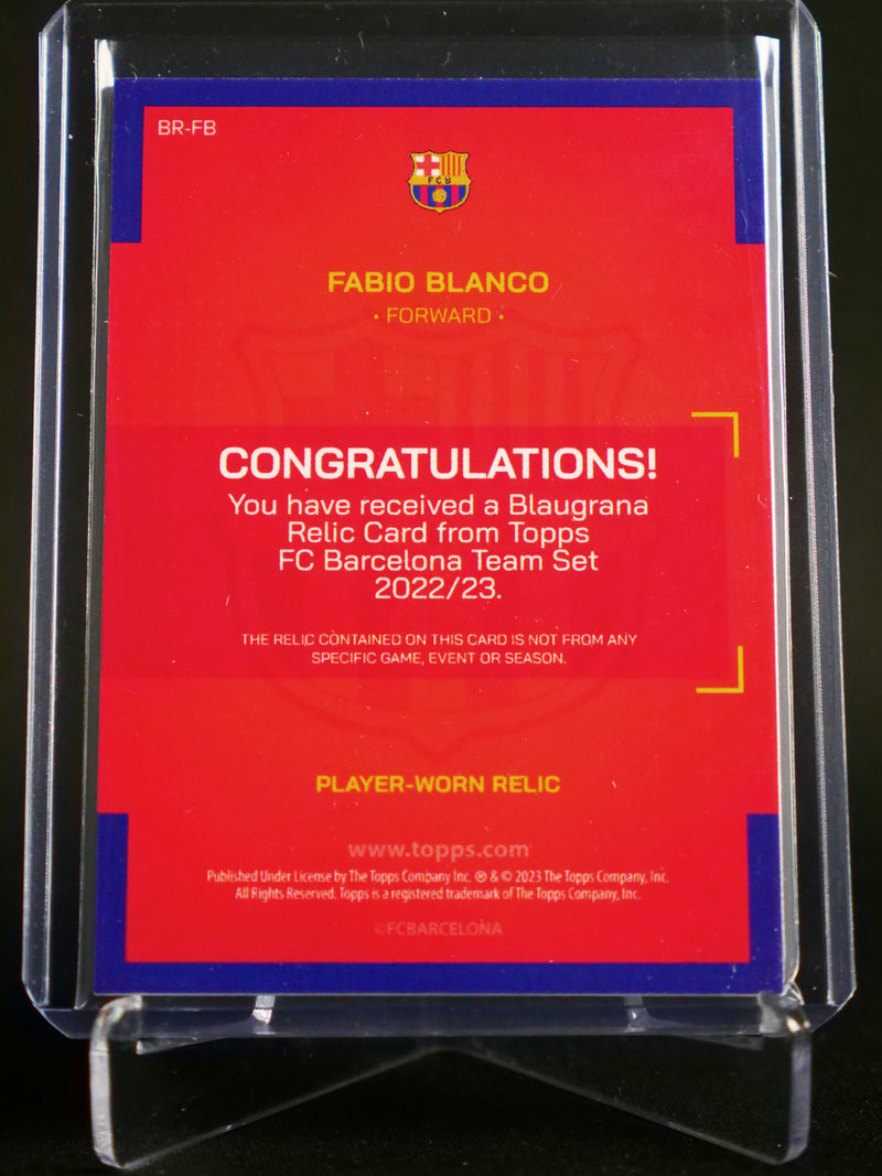 Fabio Blanco Rookie Match-Worn Relic [2022/23 Topps FC Barcelona Team Set]