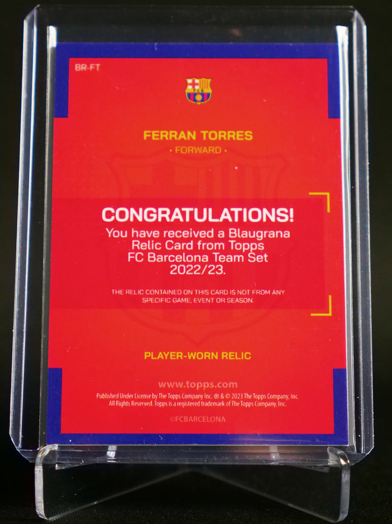Ferran Torres Match-Worn Relic [2022/23 Topps FC Barcelona Team Set]