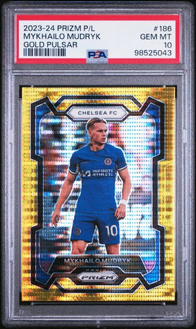 Mykhailo Mudryk #186 Gold Pulsar /10 [2023-24 Panini Prizm EPL]