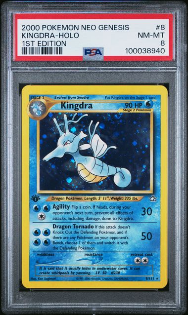 Kingdra #8 1st Edition PSA 8 [Neo Genesis]