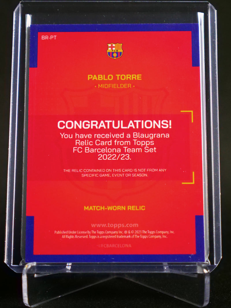 Pablo Torre Rookie Match-Worn Relic [2022/23 Topps FC Barcelona Team Set]