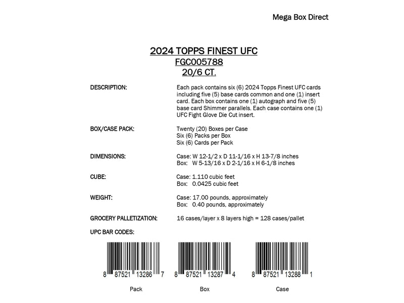 Topps Finest UFC 2024 - Mega Box