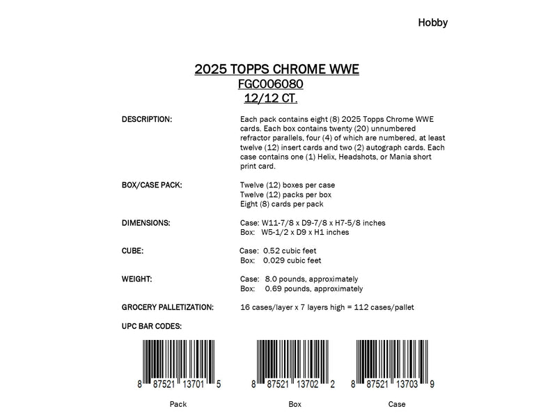 Topps Chrome WWE 2025 - Hobby Box