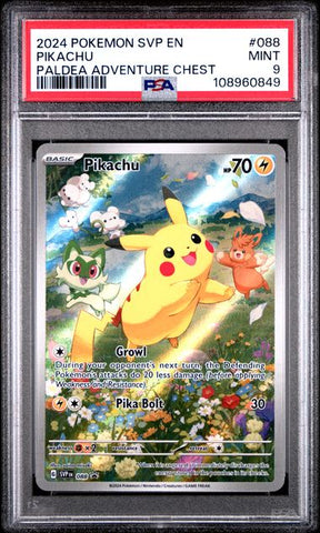 Pikachu [Paldea Adventure Chest] #88 PSA 9 [Pokemon SVP Black Star Promo 2024]