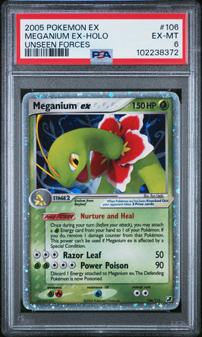 Meganium Ex Holo [Unseen Forces] #106 PSA 6 [Ex Unseen Forces 2005]