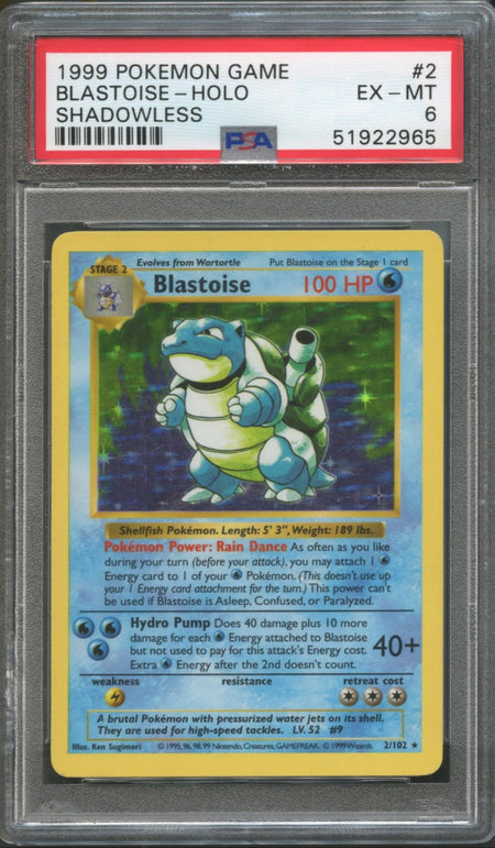 Blastoise #2 PSA 6 [Base Set Shadowless]