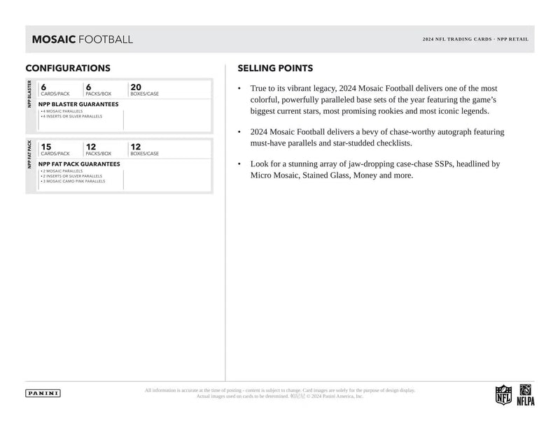 Panini Mosaic NFL Football 2024 - Fat Pack
