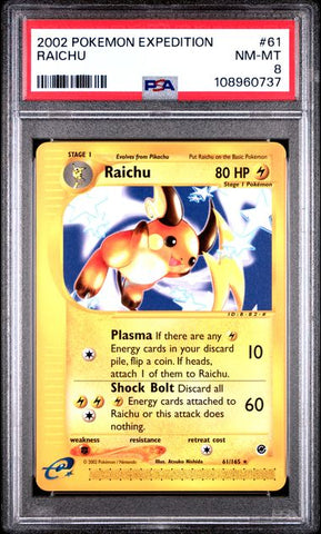 Raichu #61 PSA 8 [Pokemon Expedition 2002]