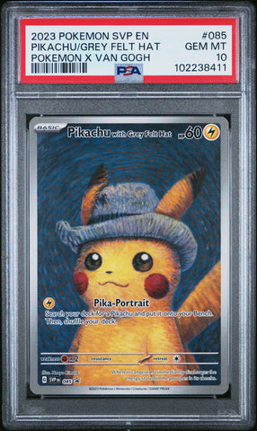 Pikachu With Grey Felt Hat [Pokemon X Van Gogh] #085 PSA 10 [Black Star Promo 2023]