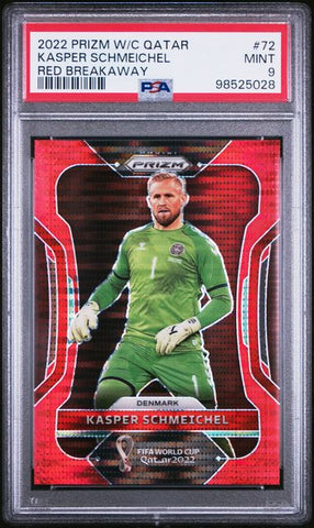 Kasper Schmeichel #72 Red Breakaway /99 PSA 9 [2022 Panini Prizm World Cup Qatar]