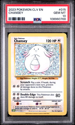 Chansey #15 PSA 10 [Pokemon CLV Trading Card Game Classic 2023]