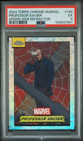 Professor Xavier [Spider Web Refractor] #149 264/399 PSA 5 [Topps Chrome Marvel 2024]