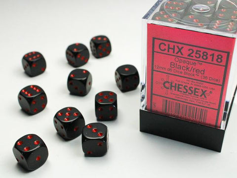 Opaque – 12mm d6 Black w/red Dice Block™ forside