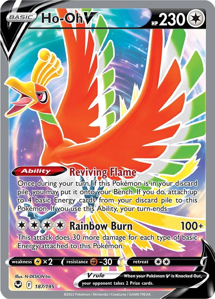 Ho-oh V - 187/195 - PSA 9 - Full Art - Silver Tempest - Pokemon