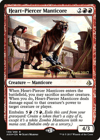 Heart-Piercer Manticore (Prerelease Promo) [Amonkhet Prerelease Promos]