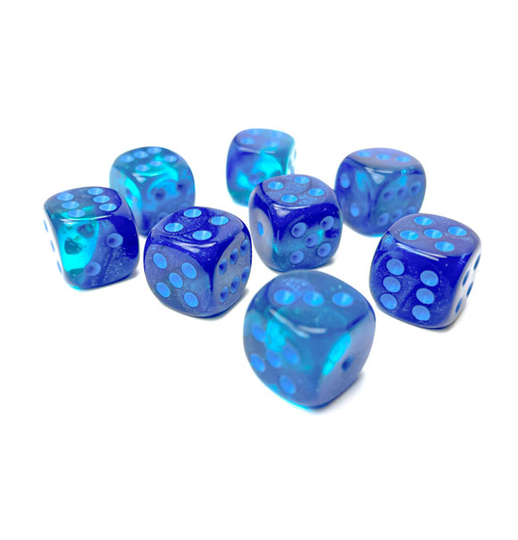 Gemini™ - 12mm d6 Blue-Blue/Light Blue Luminary Dice Block indhold