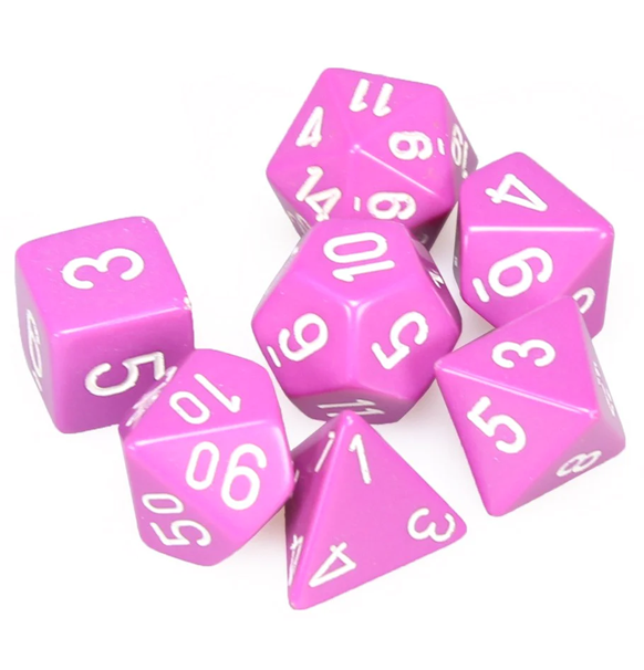 Opaque Polyhedral Light Purple/white 7-Die Set