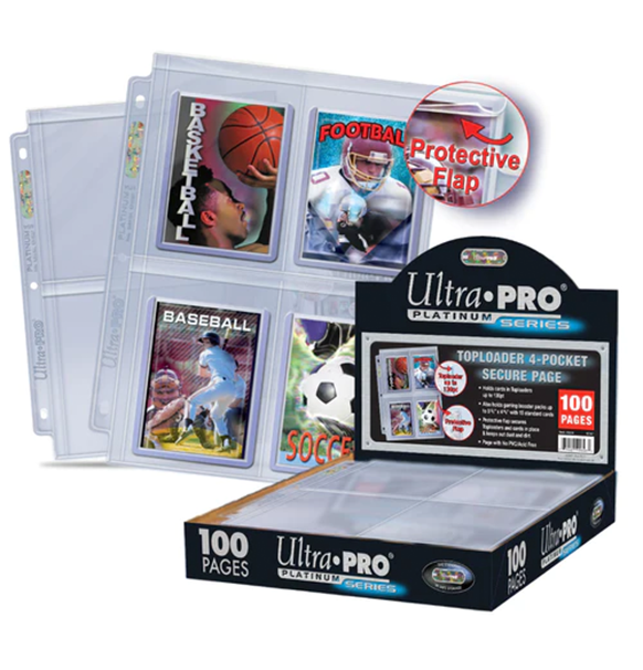 Ultra Pro 4-Pocket Secure Platinum Page for Toploaders - Display (100 Pages)