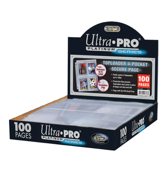 Ultra Pro 4-Pocket Secure Platinum Page for Toploaders - Display (100 Pages)