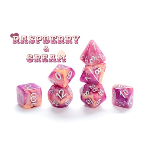 Aether Dice: Polyhedral Dice Set - Rasberry and Cream