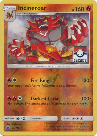 Incineroar (26/149) (League Promo) [Sun & Moon: Base Set]