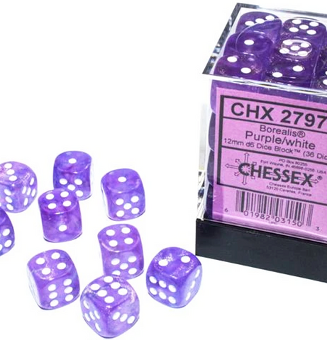 Borealis™ – 12mm d6 Purple w/white Dice Block™