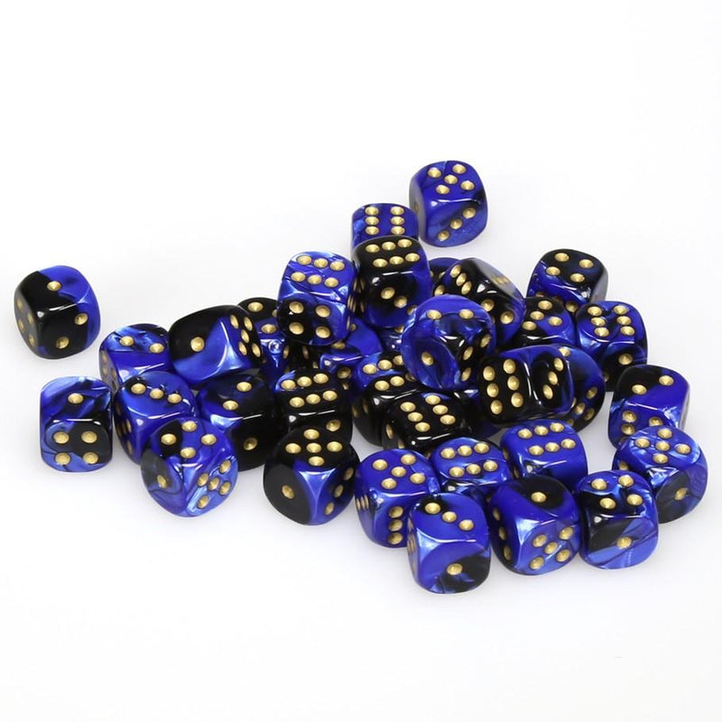 Gemini™ - 12mm d6 Black-Blue w/gold Dice Block