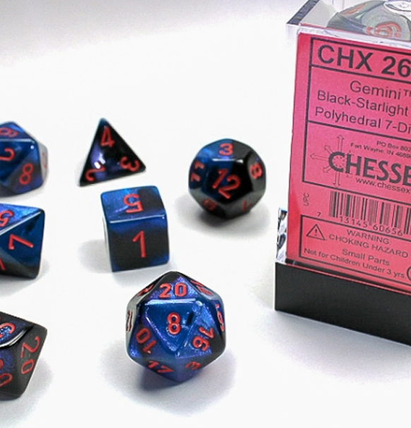 Gemini™ – Polyhedral Black-Starlight w/red 7-Die Set forside