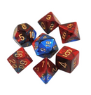 Gemini™ – Polyhedral Blue-Red w/gold 7-Die Set indhold