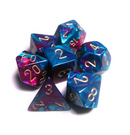 Gemini™ – Polyhedral Purple-Teal w/gold 7-Die Set indhold