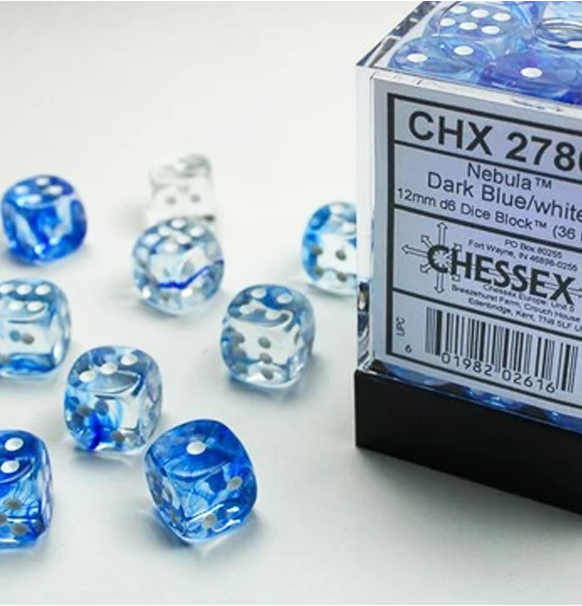 Nebula™ – 12mm d6 Dark Blue w/white Dice Block™