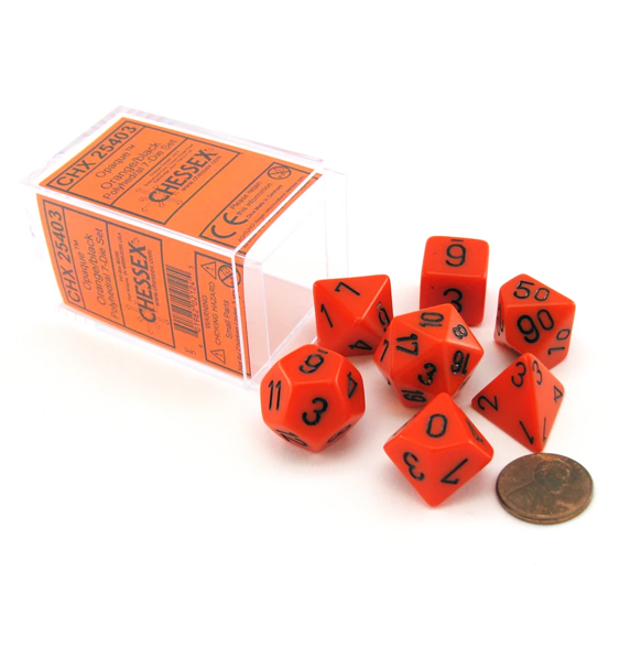 Opaque – Polyhedral Orange w/black 7-Die Set