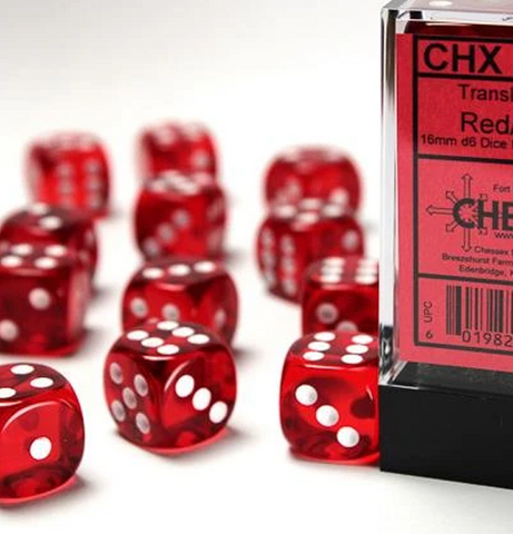 Translucent – 16mm d6 Red w/white Dice Block™