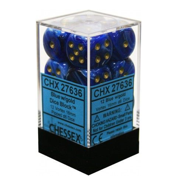 Vortex™ – 16mm d6 Blue w/gold Dice Block